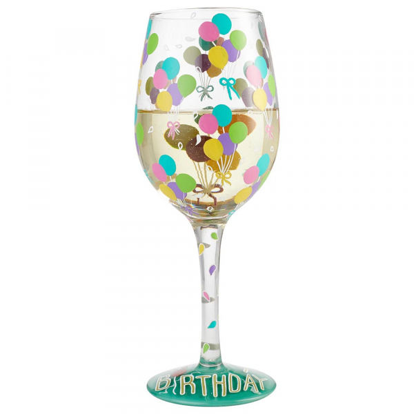 Lolita Birthday Balloons Wine Glass - Gift Boxed