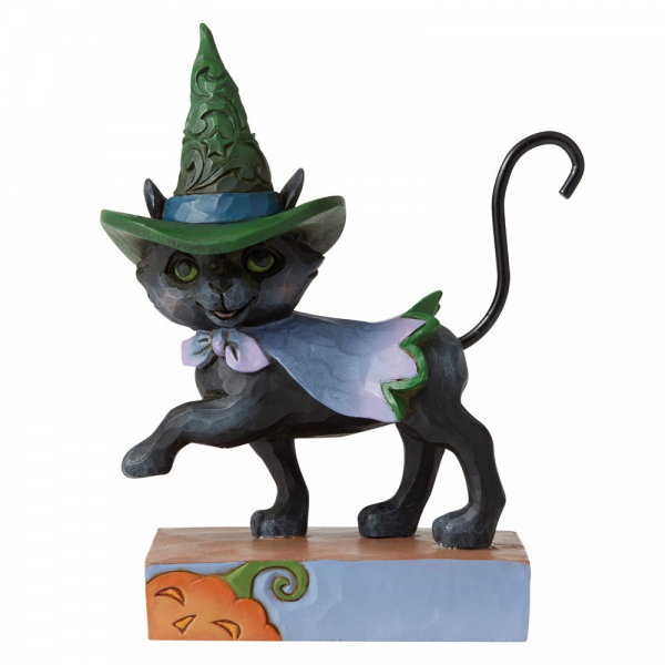Jim Shore Walking Black Cat with Witch's Hat Mini Figurine