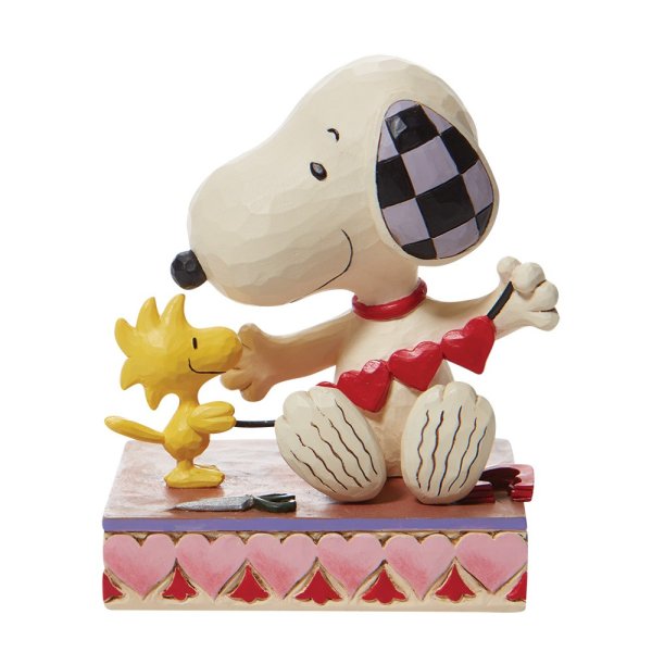 Jim Shore Peanuts Snoopy and Woodstock with Hearts Garland Figurine