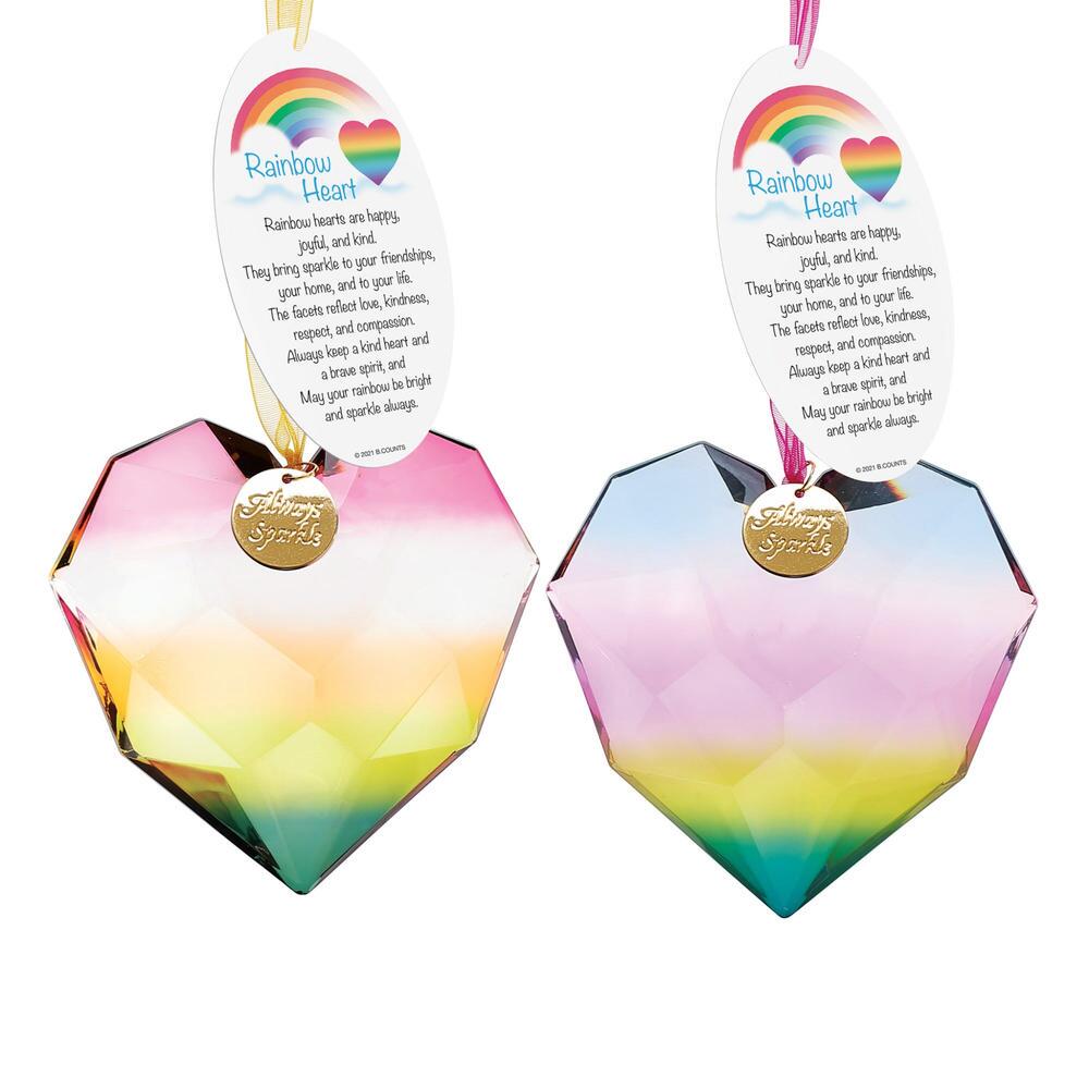 Rainbow Acrylic Heart Hanging Happy Heart Sentiment Card - Random colour sent