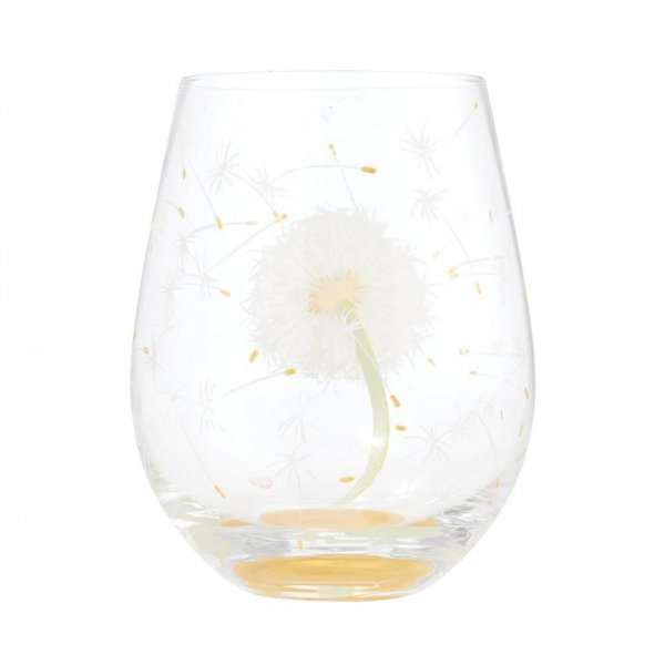 Lolita Stemless Hand Painted Dandelion Wish Glass - Gift Boxed