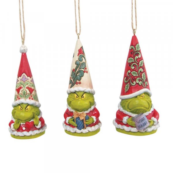 Jim Shore Grinch Gnome Hanging Ornament set of 3