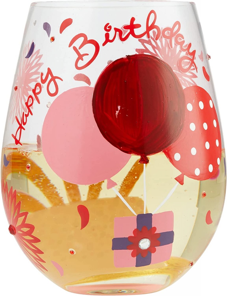 My Red Hot Happy Birthday Stemless Wine Glass by Lolita