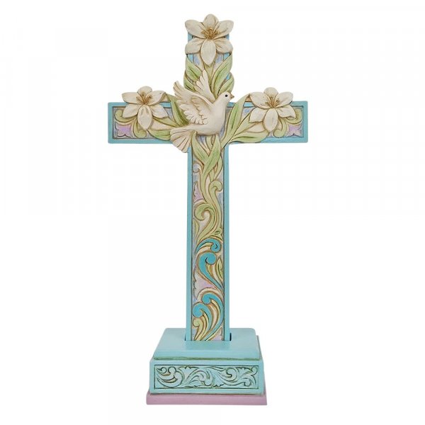 Jim Shore Cross with Lilies and Dove Figurine Heartwood Creek