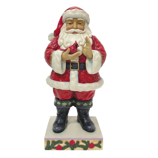 Jim Shore Heartwood Creek Santa with Cardinal Bird in Hands Large 25cm  Figurine