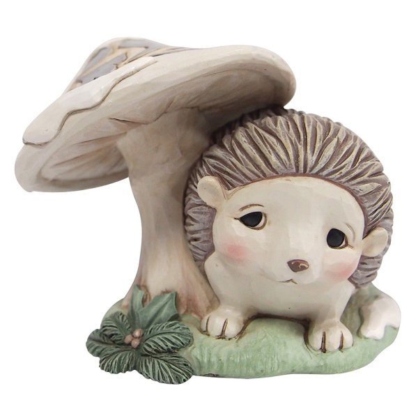 Jim Shore Hedgehog by Mushroom Mini Figurine Heartwood Creek White Woodland