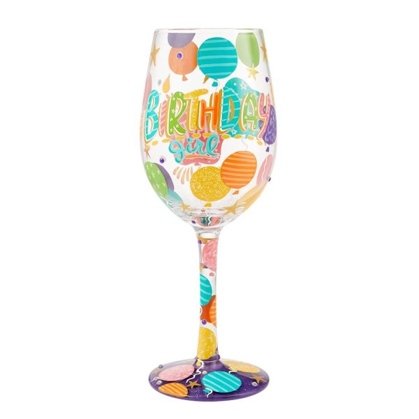 Lolita Birthday Girl Wine Glass Hand Decorated Gift Boxed Gift