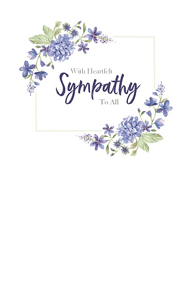 With Heartfelt Sympathy To All Card  - Purple Floral Design