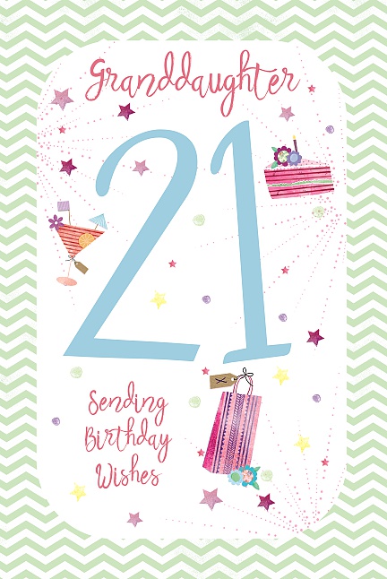 21st Birthday Granddaughter Card - Greetings Card