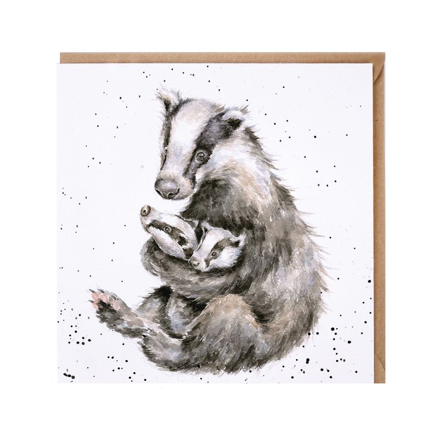 Wrendale Designs Badger and Cubs  Me and Mine Greeting Card
