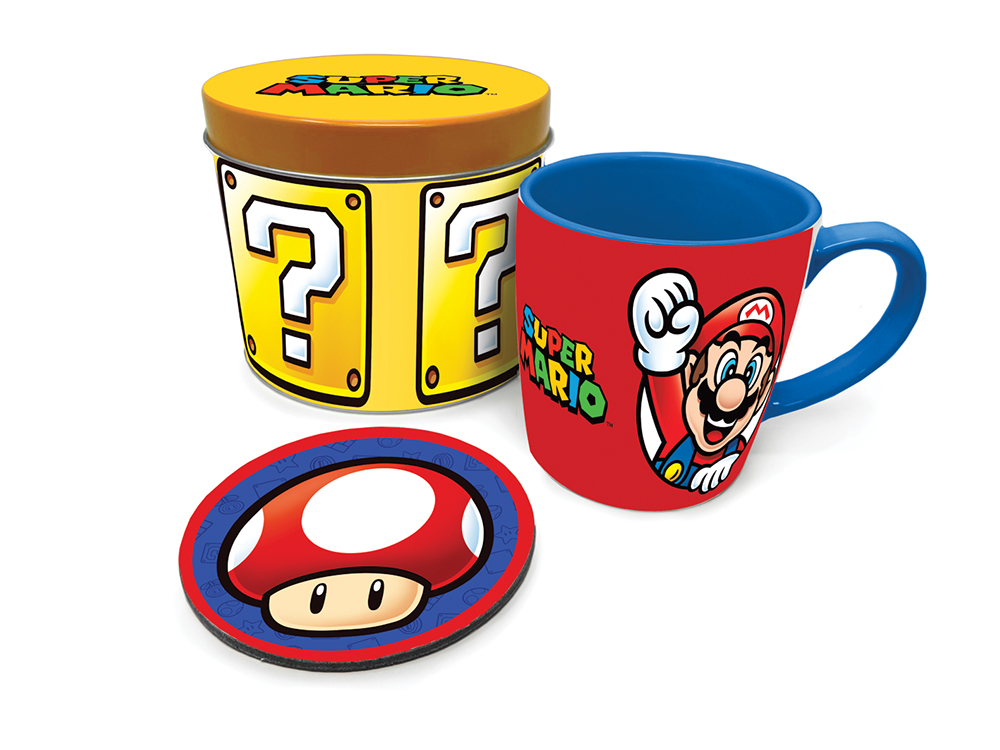 Super Mario Official Nintendo Cards Mug, Coaster & Tin Gift Set