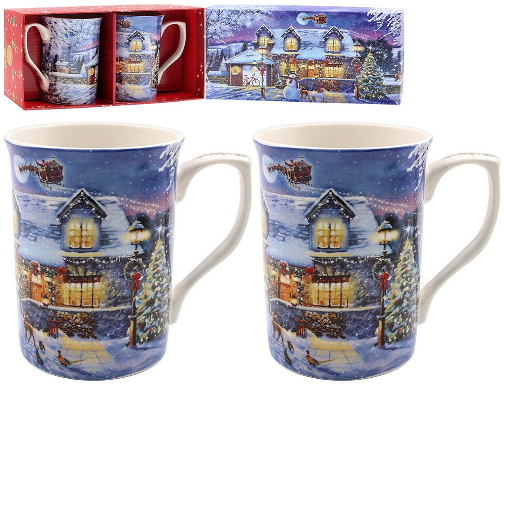 Magic of Christmas Set of 2 Fine China Mugs - Gift Boxed