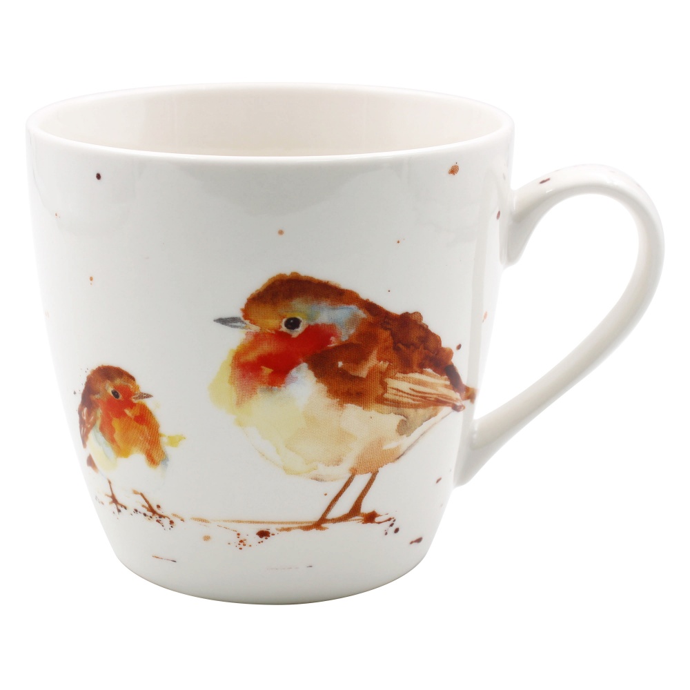 Winter Robins Breakfast Mug Cup - Robin Christmas Mug
