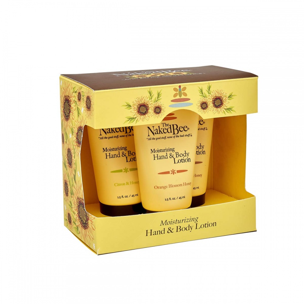 The Naked Bee Hand & Body Lotion Trio Orange Blossom Honey, Coconut & Honey, Citron & Honey