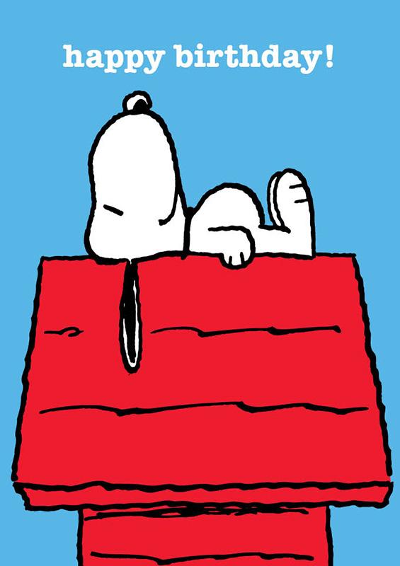 Snoopy Happy Birthday Doghouse - Greeting Card - threelittlebears.co.uk