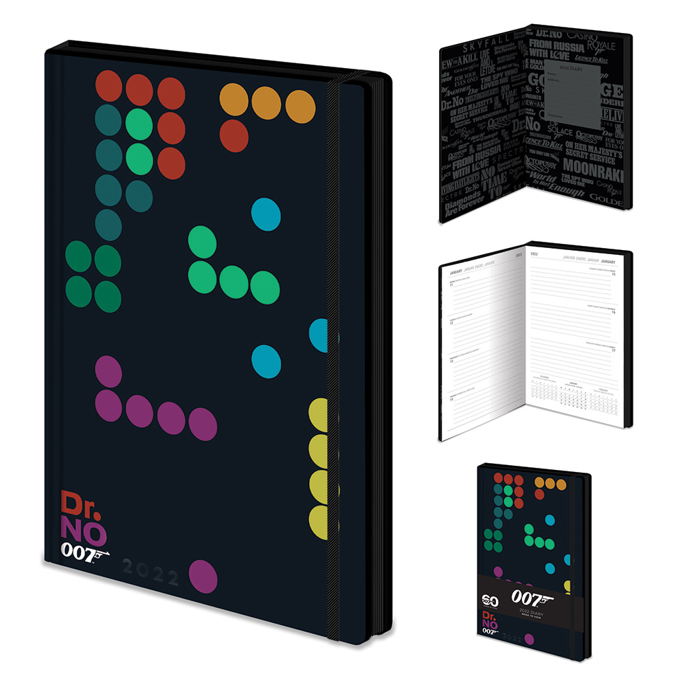 James Bond Dr No Retro Dots Hardcover Week to View 2022 Diary