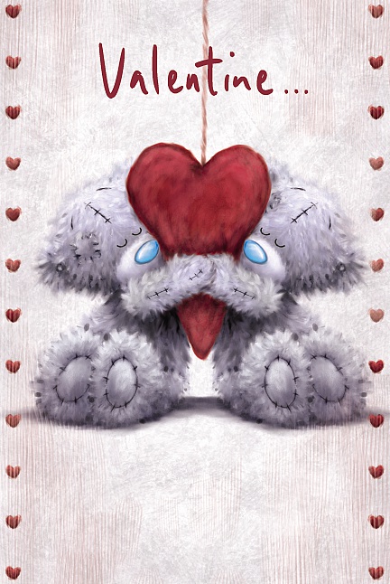 Me to You Tatty Teddy - Hugging a Heart Softly Drawn Valentines Day Card