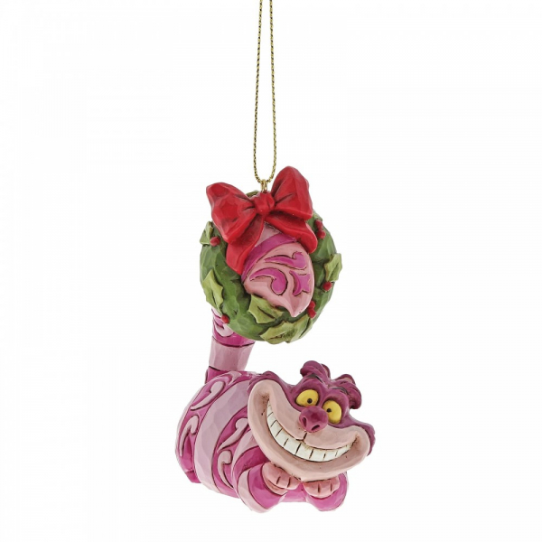 Disney Traditions Cheshire Cat with Wreath Christmas Hanging Figurine