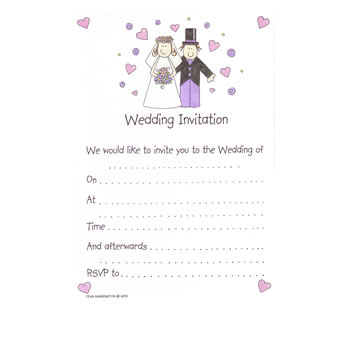 Bride and Groom Wedding Invitations - Pack 20