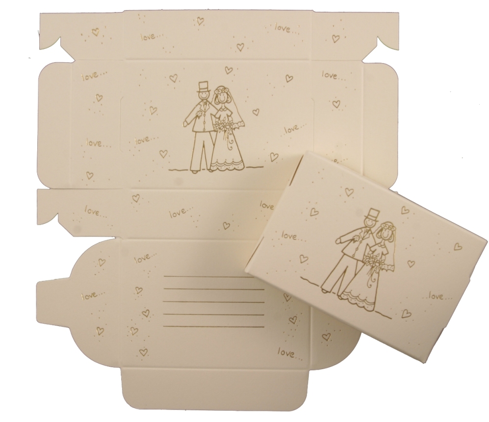 Bride & Groom Cream Wedding Cake Boxes