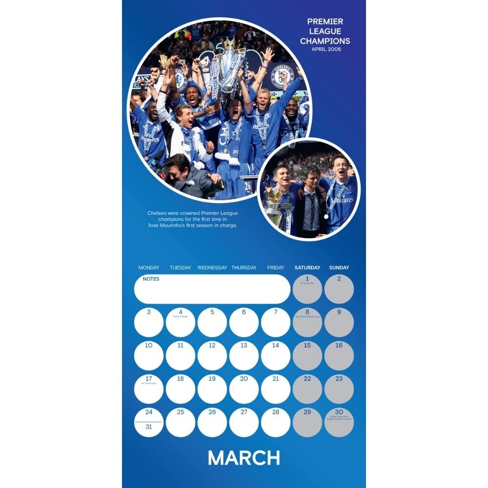Chelsea FC Legends 2025 Wall Calendar threelittlebears.co.uk