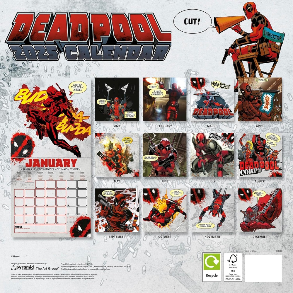 Deadpool Marvel Comics Official 2025 Calendar threelittlebears.co.uk