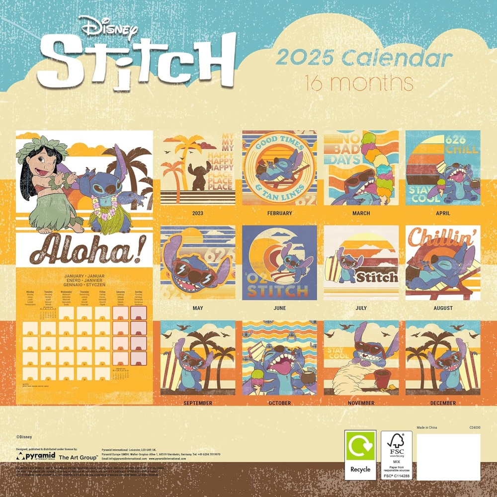 Disney Lilo & Stitch Official 2025 Calendar threelittlebears.co.uk