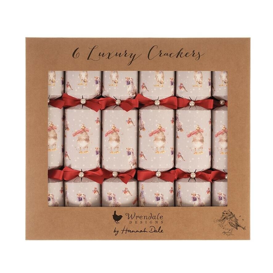 Wrendale Designs Box of 6 Luxury Christmas Crackers - Festive Robin Design