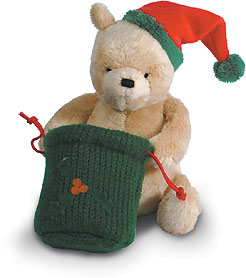 Christmas Winnie the Pooh with Green sack - Gund