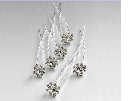 Diamante Flower Hairpins (Pack of 6)
