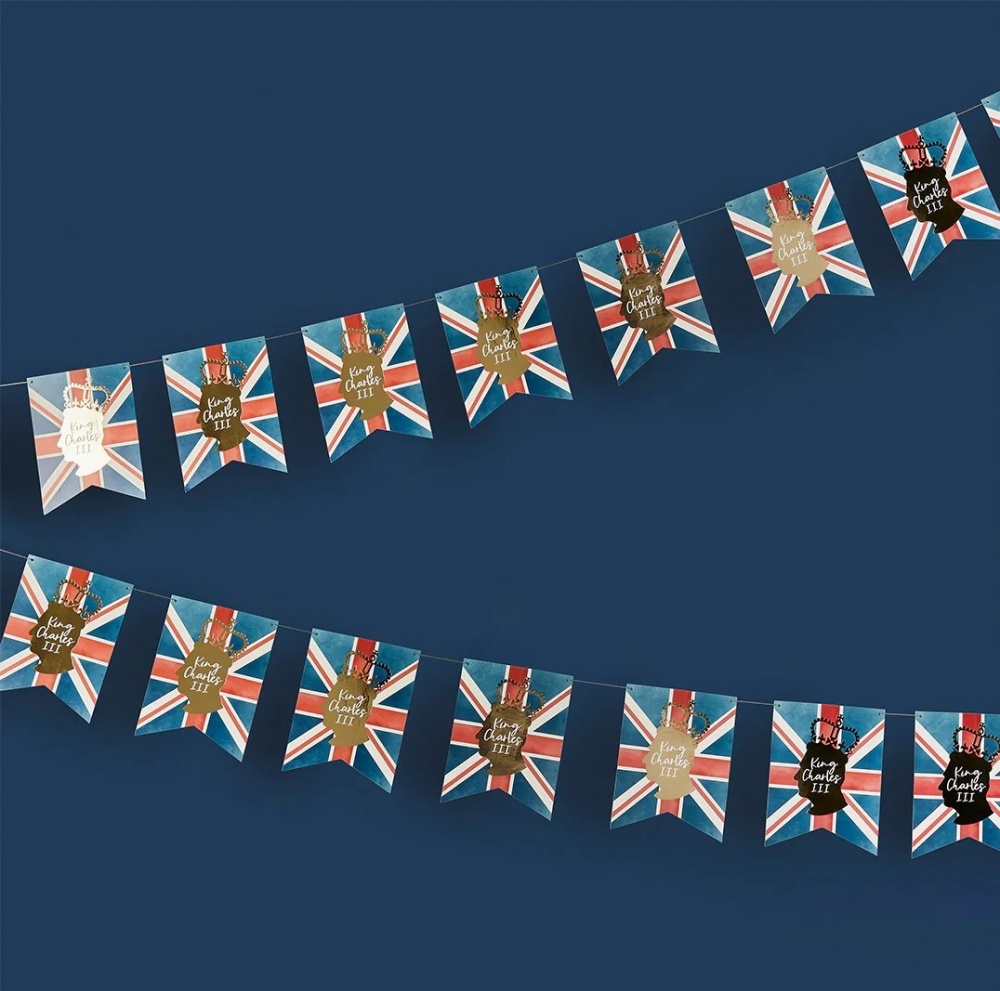 King Charles III Union Jack Flag Bunting 3 metres