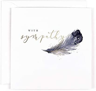 With Sympathy Feather Design Card - Blank inside for own message