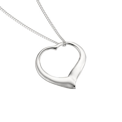 Large Silver Slip-on heart pendant with 18'' chain