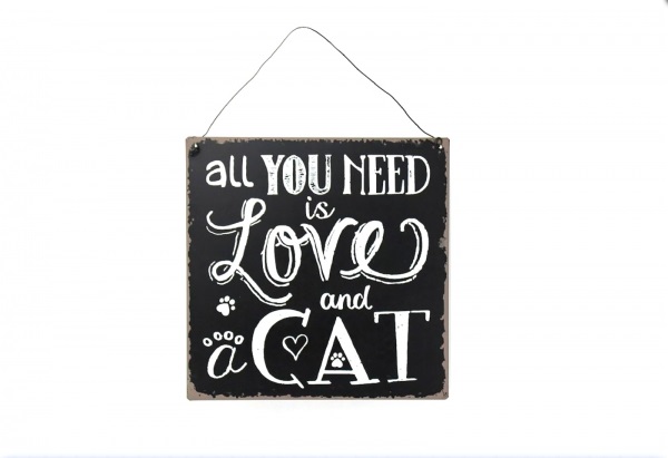 All You Need Is Love and a Cat Large hanging metal plaque