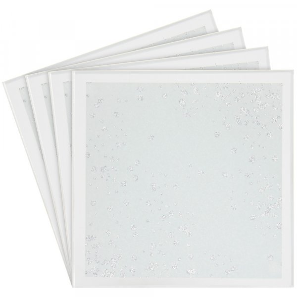 White and Silver Scatter Glitter Mirror Glass Coaster - Set of 4 Coasters