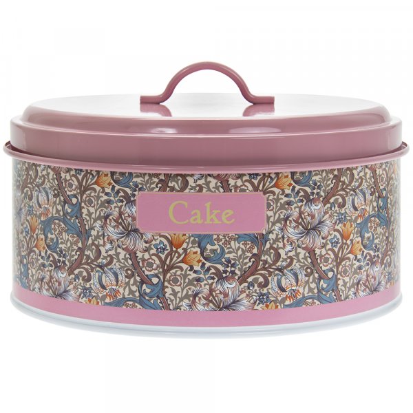 William Morris Pink Golden Lilly Round Enamel Metal Cake Tin Baking