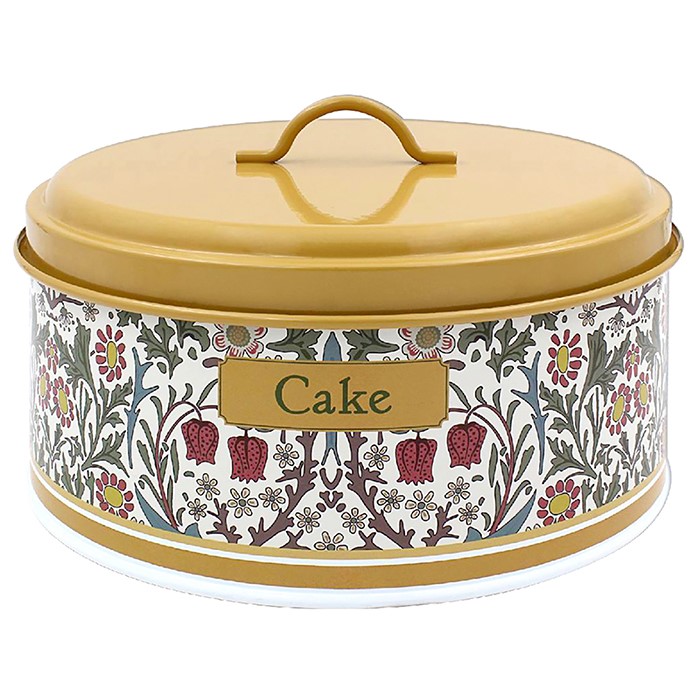 William Morris Blackthorn Floral Round Enamel Metal Cake Tin Baking Storage Container