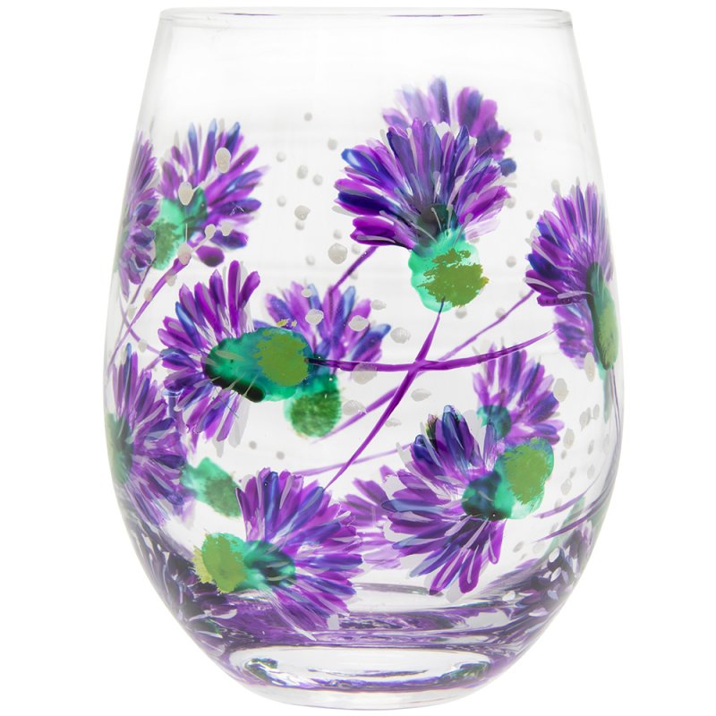 Thistles Floral Large Stemless Gin & Tonic Cocktail Tumbler Glass Gift Boxed