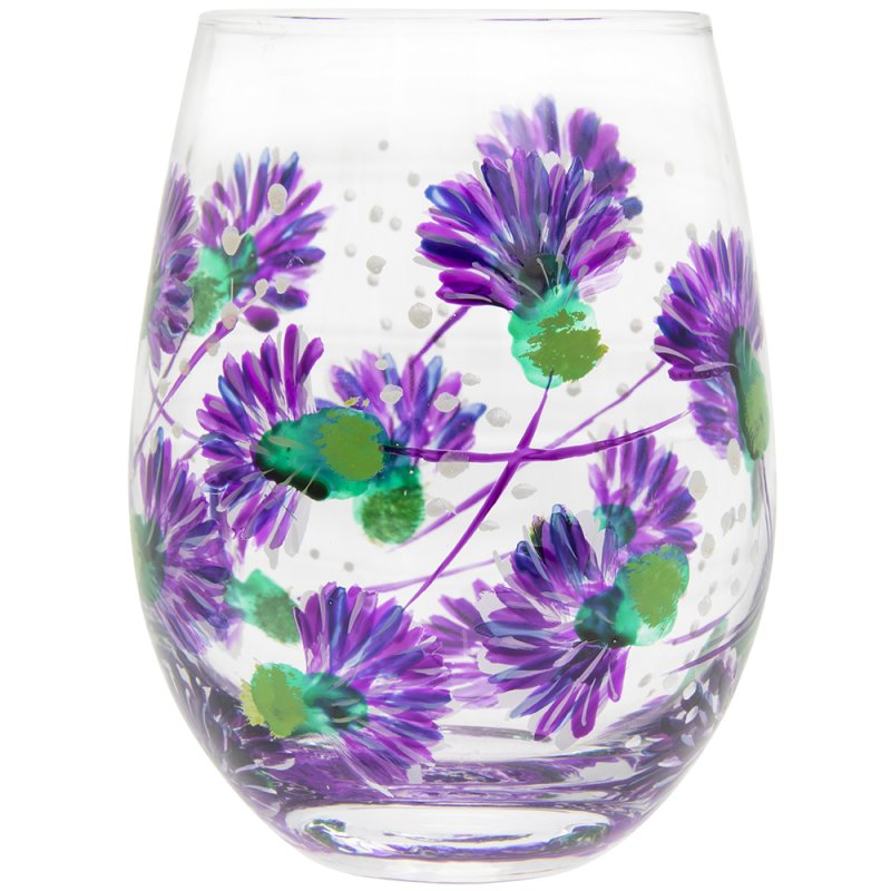 Thistles Floral Large Stemless Gin & Tonic Cocktail Tumbler Glass Gift