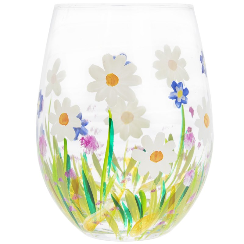 Dainty Daisies Floral Daisy Large Stemless Gin & Tonic Cocktail Tumbler Glass threelittlebears