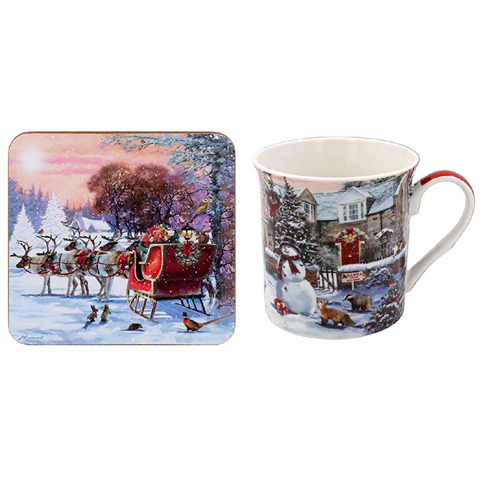 The Magic of Christmas Mug and Coaster Set - Boxed Set fine bone china mug set
