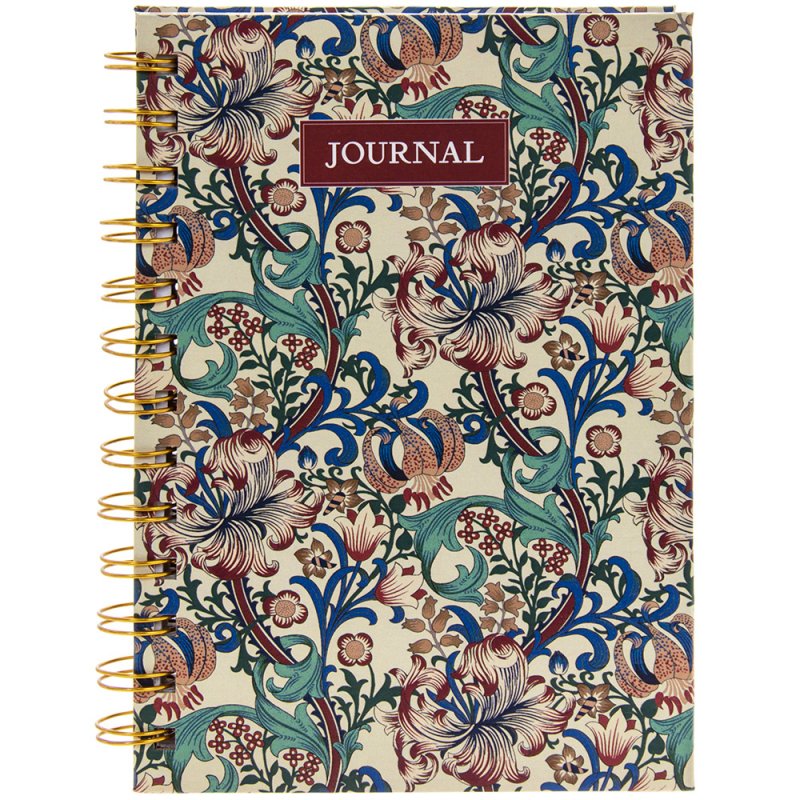 William Morris Golden Lily Spiral Hardback Journal Notebook Writing Book