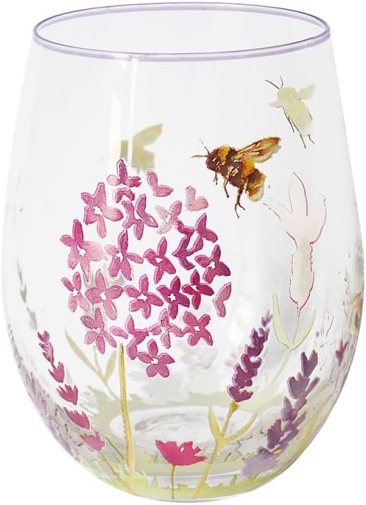 Lavender and Bees Floral Large Stemless Gin & Tonic Cocktail Tumbler Glass Gift Boxed