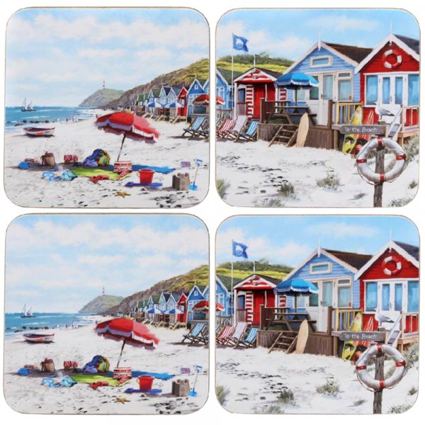 Sandy Bay Seaside Beach Scene Set Of 4 Coasters Macneil Studio