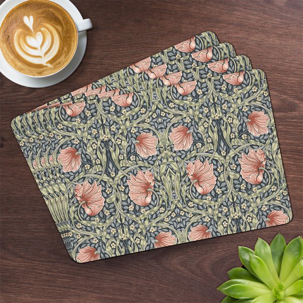 William Morris Pimpernel Blush Floral Set Of 4 Placemats