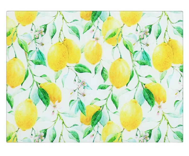 Lemon Grove Glass Cutting Chopping Board Worktop Saver