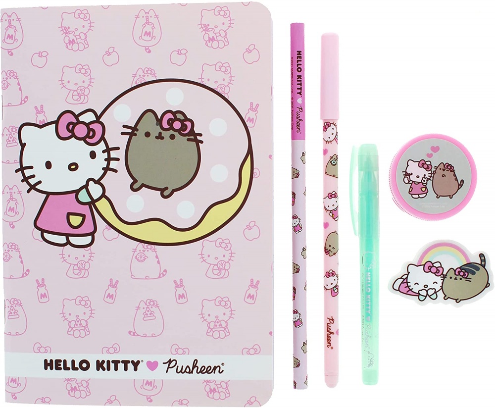Pusheen x Hello KItty Super Stationery Set threelittlebears.co.uk