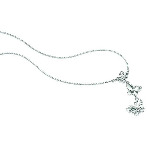 Silver D For Diamond Triple Butterfly Pendant Necklace