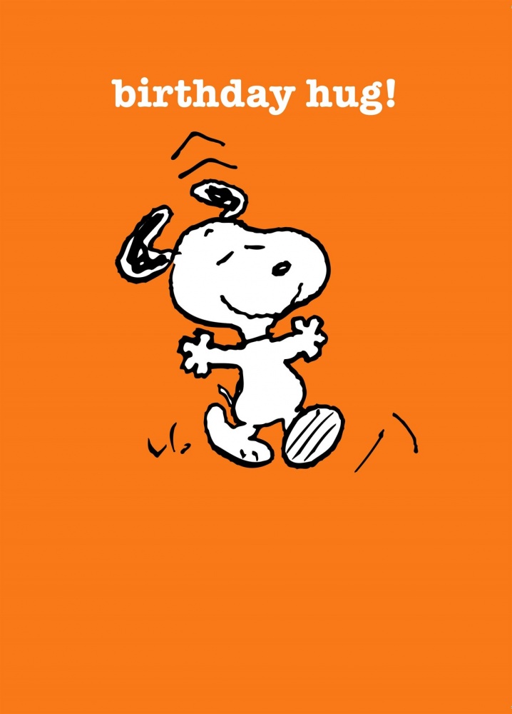 Snoopy Birthday Hug Greeting Card threelittlebears.co.uk