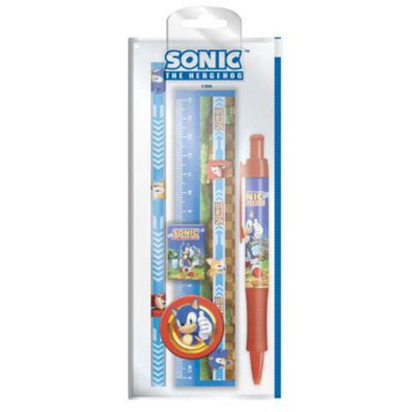Sonic the Hedgehog 5 piece Stationery Set Pen Pencil Ruler Sharpener Eraser